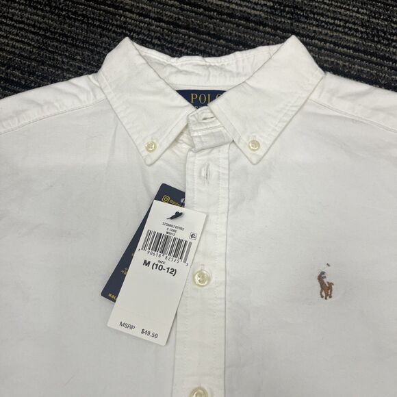 POLO Ralph Lauren Boys Cotton Button Front Shirt Short Sleeves Size M (10-12) - Picture 5 of 9